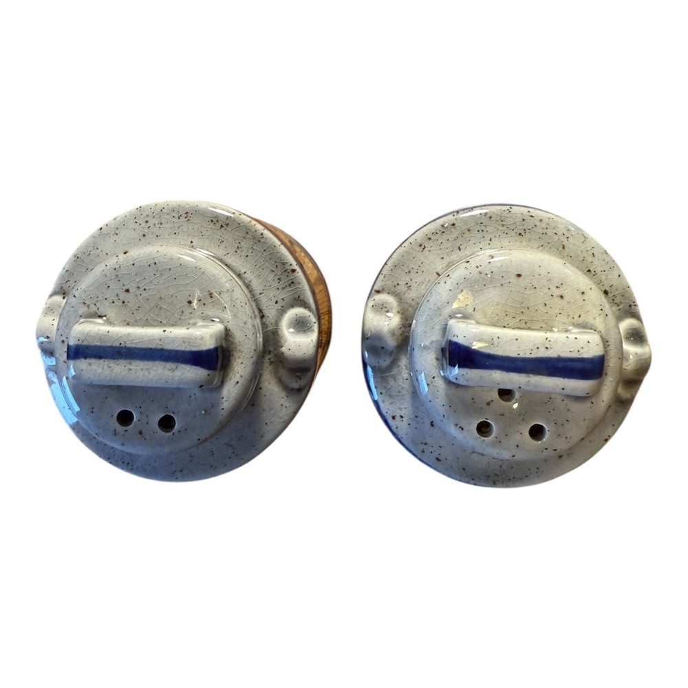 Vintage Ceramic Home Sweet Home Jugs Salt & Pepper Shakers Japan Blue & Grey - Picture 4 of 5